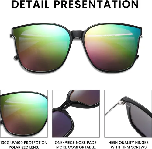 Vista 4 de Duco - Lentes de sol redondos vintage para mujeres y hombres con protección UV de moda para la playa
