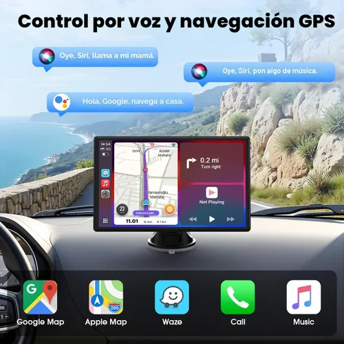 Vista 3 de Topexplore Carplay - Pantalla táctil portátil para automóvil, CarPlay inalámbrico de 9 pulgadas y actualización automática de Android