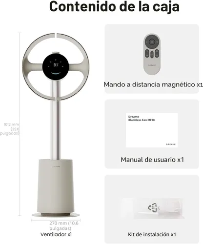 Vista 10 de DREAME Ventilador de torre sin aspas para dormitorio, ventilador de pie inteligente con flujo de aire espacial de 270° para circulación de Beige