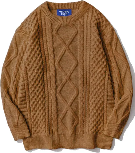 Vista 25 de Aelfric Eden Oversized Knit Sweater Solid Vintage Pullover Unisex Woven Crewneck Knitted Tops
