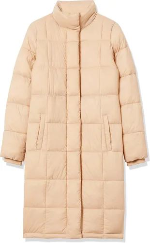 Vista 3 de Tienda Essentials Abrigo ligero acolchado de longitud más larga para mujer, beige, talla S