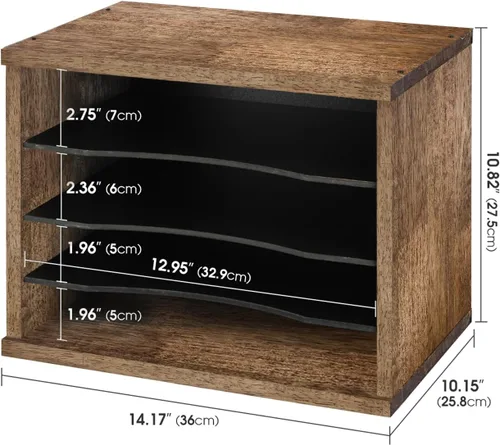 Vista 7 de J JACKCUBE DESIGN MK560A - Organizador de escritorio de madera rústica con 4 compartimentos para el hogar y la oficina, almacenamiento