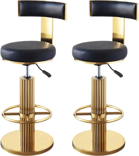 Vista 18 de FUNROLUX Gold Bar Stools, Adjustable Swivel Counter Height Barstools Black Negro