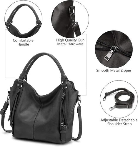 Vista 3 de Tote Bag for Women PU Leather Shoulder Bags Fashion Hobo Bags Large Purse and Handbags with Adjustable Shoulder Strap