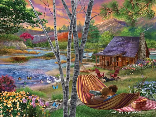 Vista 3 de SUNSOUT INC - Lazy Afternoon - Rompecabezas de 300 piezas por artista: Bigelow Ilustraciones - Tamaño acabado 18" x 24" Nature - MPN # 31965