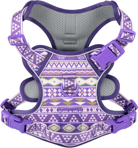 Vista 26 de Arnés para perro sin tirones, chaleco ajustable para perro para caminar fácilmente, material Oxford transpirable, arnés reflectante para mascotas