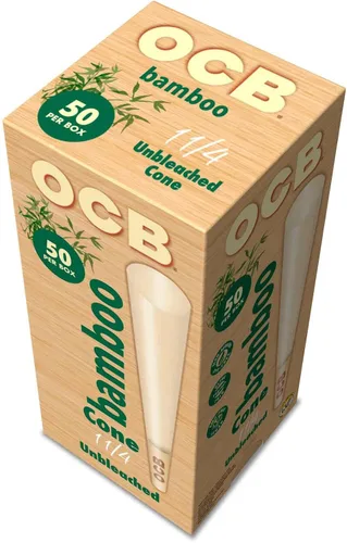 Vista 4 de OCB Conos de papel de liar preenrollados de bambú sin blanquear 1-1/4 (3.307 in) Tamaño - 50 conos