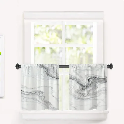 Vista 70 de Cortinas opacas de poliéster multicapa marrón con diseño de bosque natural, 2 unidades, 26 x 24 pulgadas