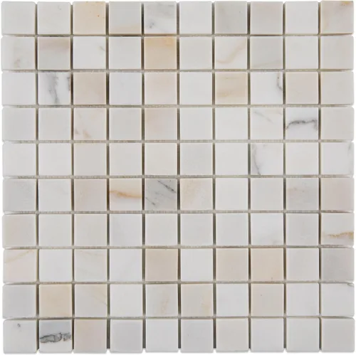 Vista 5 de Azulejo de mosaico de mármol, azulejos de mármol dorado Calacatta, cuadrado de 1 pulgada, afilado, para cocina, baño, pared, piso, 5 hojas/caja