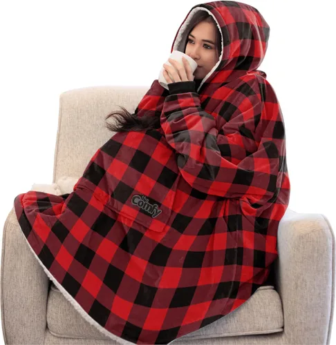 Vista 10 de THE COMFY Original Shark Tank Patented Sherpa Wearable Blanket Hoodie Flor a cuadros Original