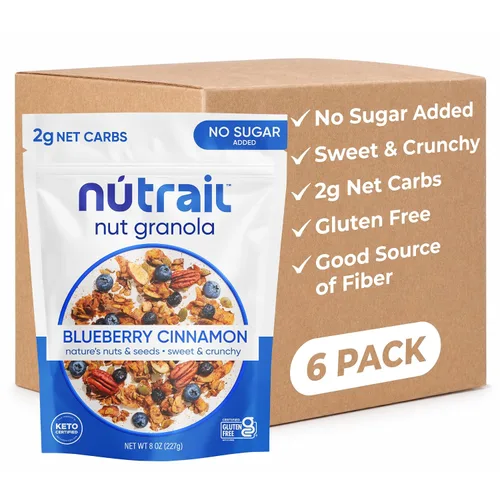 Vista 10 de Low Karb Keto Blueberry Nut - Granola saludable para desayuno, cereal, snacks y comida saludable, 0.1 onzas (3g) de carbohidratos netos, almendras
