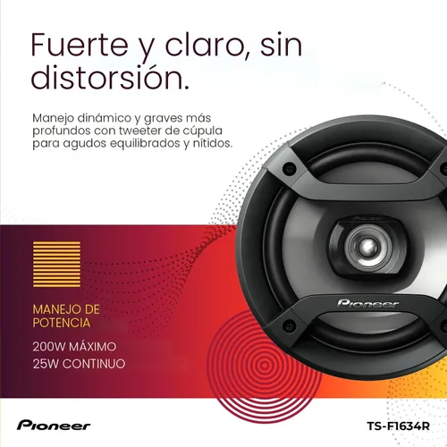 Vista 4 de PIONEER F-Series TS-F1634R - Altavoces de 2 vías de 6.5 pulgadas (par) - 200W máximo, sonido equilibrado + agudos suaves, excelente reemplazo