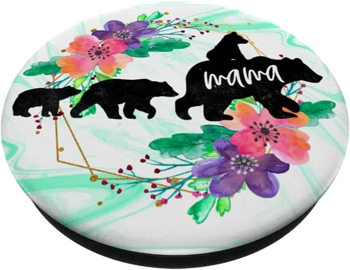 Vista 2 de PopSockets - Soporte para teléfono móvil y tabletas, diseño de oso de mamá, Negro
