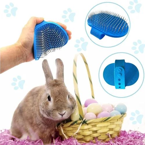 Vista 6 de 7 in 1 Small Pet Grooming Kit Dog Cat Rabbit Bath Brush Set with Bath Gloves Nail Clipper File and Flea Combs for Shedding and Cleaning