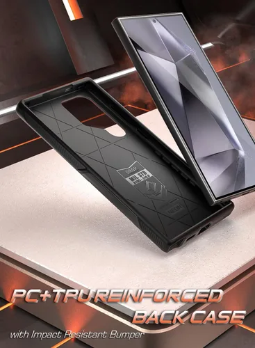 Vista 5 de Poetic Neon Series - Funda compatible con Galaxy S24 Ultra 5G de 6.8 pulgadas, doble capa, resistente, resistente, ligera, delgada, a prueba de Negro