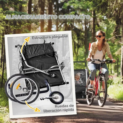 Vista 5 de Aosom Elite 360 - Remolque giratorio para bicicleta para niños, doble para niños, dos ruedas Negro