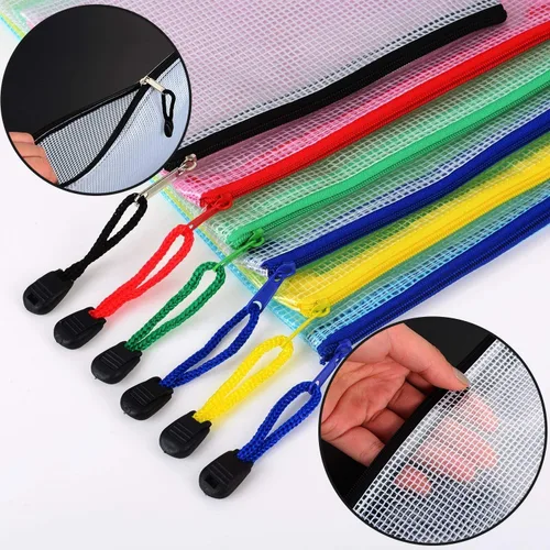 Vista 2 de Carpetas de plástico con cremallera para bolígrafos, bolsas con bolsillos, 12 piezas, multicolor (A3)