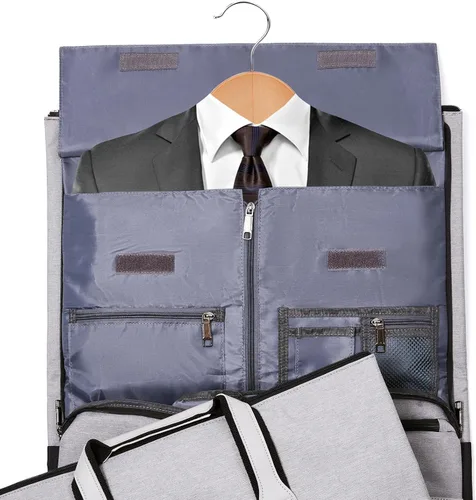Vista 3 de BEYOING - Bolsa de viaje convertible, bolsa de lona de mano para hombres y mujeres, 2 en 1, para colgar, bolsa de viaje de negocios, Gris, Negocios