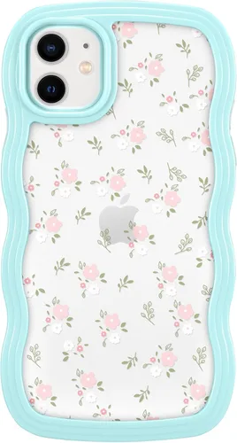 Vista 18 de ZCDAYE Funda compatible con iPhone 11, diseño floral estético, bonita funda rizada y ondulada para mujeres y niñas, funda de TPU suave a prueba