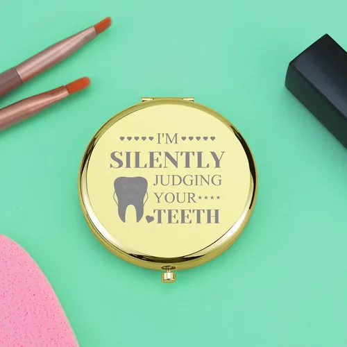 Vista 5 de Regalo dental para mujeres, regalo de dentista, espejo de maquillaje compacto, regalos de graduación, regalos de higienista dental, regalo