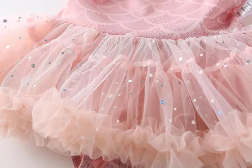 Vista 6 de Nomi&Me Traje de baño para niña pequeña, traje de baño de una pieza, vestido de tutú de sirena de princesa, falda de natación