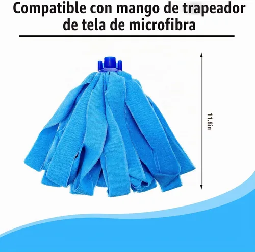 Vista 4 de Yaomiao 12 cabezales de microfibra de repuesto para mango de 0.8 de diámetro, limpieza de pisos, paño de algodón húmedo y seco, repuestos