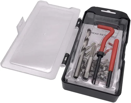 Vista 4 de Kit de reparación de rosca, 15 piezas M-10 x 1.0 Kit de reparación de roscas compatibles con helicoidales de 0.394 in roscas dañadas