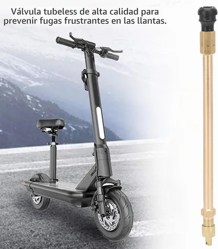Vista 4 de Reemplazo de válvula de neumático sin cámara, vástagos de válvula de goma con adaptador de extensión de válvula de neumático, apto para scooter
