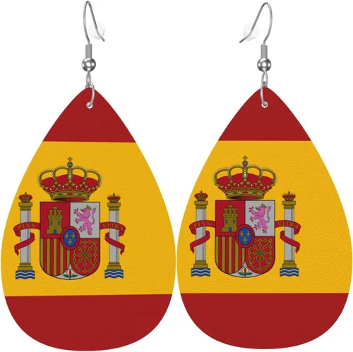 Vista 14 de Pendientes colgantes de cuero, aretes de lágrima ligeros para mujer