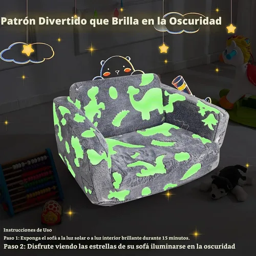 Vista 6 de Asou - Sofá infantil que brilla en la oscuridad, sofá plegable para jugar