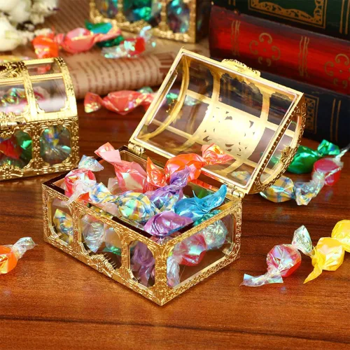 Vista 6 de Amosfun 10 cajas de dulces pequeñas mini cofre del tesoro vintage, cajas de recuerdos de boda, aniversario, cumpleaños, fiesta, suministros de 1.97