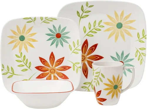 Vista 11 de Corelle juego de vajilla cuadrada/redonda de 16 piezas, Splendor, Esplendor