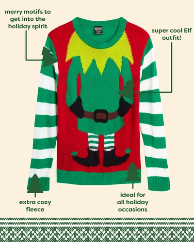 Vista 2 de Quad Seven Suéter feo de Navidad para niños - Novedad de Navidad para fiestas (4-18)
