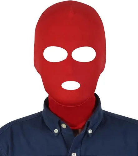 Vista 5 de Máscara facial completa unisex de 3 agujeros, elástica, transpirable, para Halloween, disfraz de cosplay, capucha Zentai
