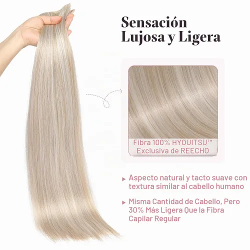 Vista 3 de REECHO Extensiones de cabello con pinzas, extensiones de cabello grueso y largo, extensiones de cabello sintético ligero para mujer, 24 pulgadas a