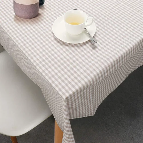 Vista 2 de Manteles, Cubiertas de Mesa Rectangulares Vintage de Algodón Puro a Cuadros Gingham, Manteles de Tamaño Grande para Navidad, Vacaciones, Hogar