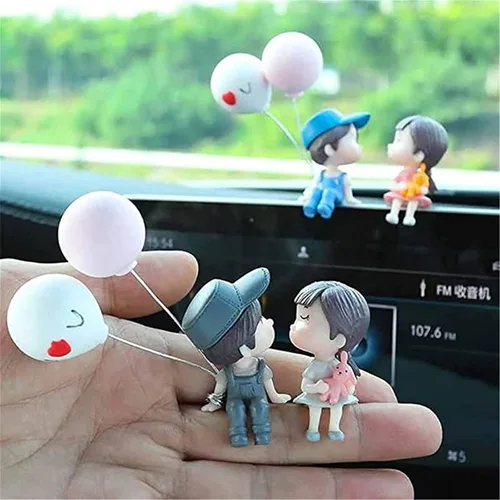 Vista 2 de Lindos adornos para pareja, lindo adorno interior de automóvil para parejas, decoración de automóvil, lindas parejas de dibujos animados, accesorios