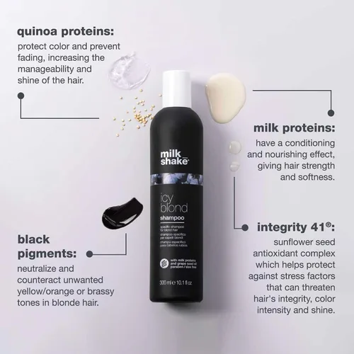Vista 3 de milk_shake Icy Blond Shampoo - Pigmento negro para cabello muy ligero y platino Fl Oz