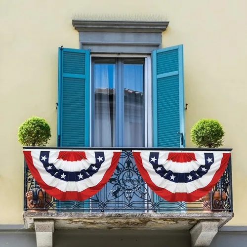 Vista 5 de Paquete de 4 banderas plisadas de Estados Unidos, bandera estadounidense de 3 x 6 pies, bandera patriótica de Estados Unidos con cabecera de lona