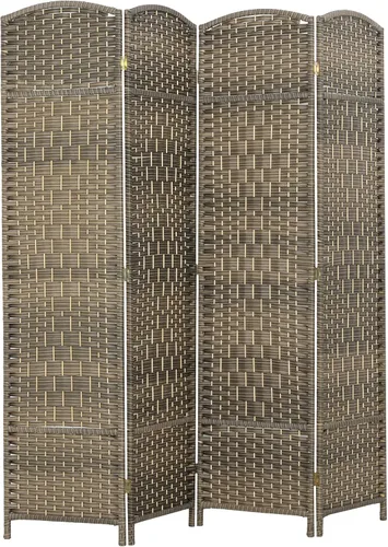 Vista 24 de HOMCOM Divisor de habitación de 3 paneles, pantalla de privacidad plegable de 6 pies de alto, partición de pared independiente tejida a mano