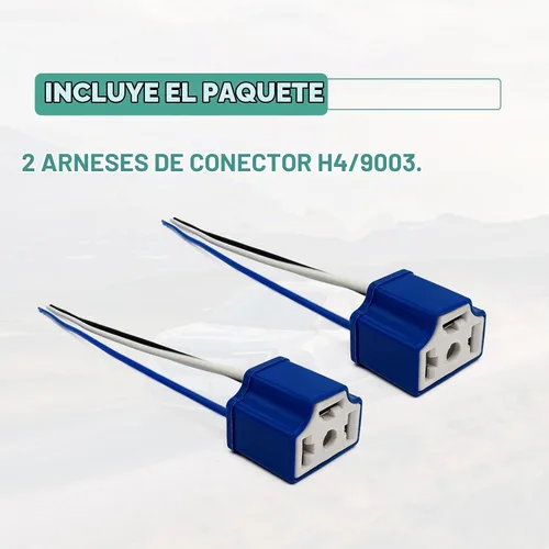 Vista 5 de 2 piezas de conector de faro H4 9003 HB2 cerámico con 3 adaptadores de cableado de enchufe de arnés para relé H4, faros o luces antiniebla, conector