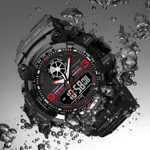 Vista 6 de Relojes militares para hombre, relojes de pulsera para hombre, relojes analógicos digitales para deportes, grandes regalos de 1224 horas