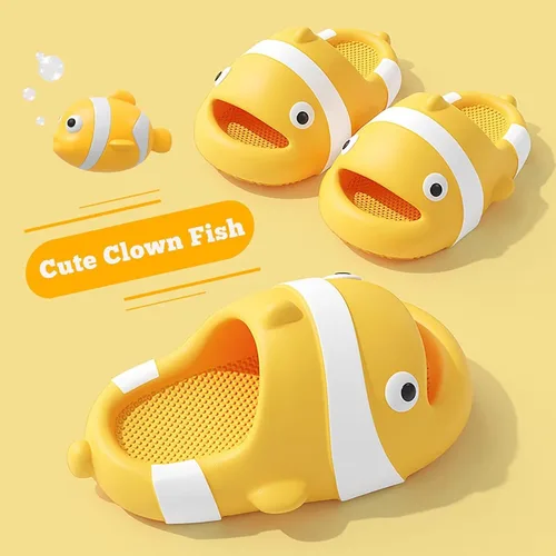 Vista 2 de Jerzmy Cute Clown Fish Cloud Slides for Boy Girl Kids Toddler, Soft Novelty Funny Animals House Slippers Non-Slip Beach Shoes for Indoor Outdoor