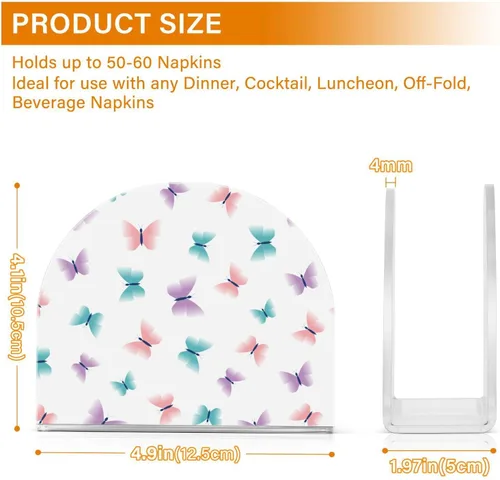 Vista 3 de Butterfly Acrylic Napkin Holder Clear Paper Napkin Table Tabletop Tissue Dispenser Kitchen Dining Room Bathroom Party Hotel Decor