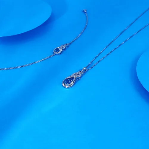 Vista 4 de Infinity Birthstone Necklace for Women Birthday Jewelry Gifts 11 - Topacio azul de Londres creado