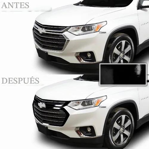 Vista 3 de BOGAR TECH DESIGNS Para Chevrolet Traverse 2018-2021 Rejilla delantera Chrome Delete - Kit de revestimiento de vinilo precortado, borde opaco negro