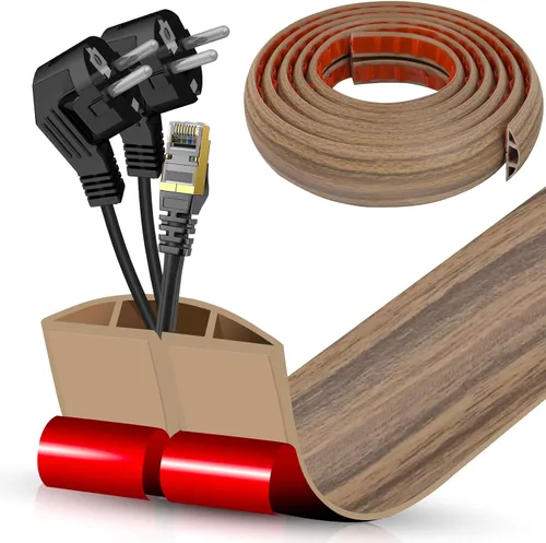 Vista 92 de Cubierta autoadhesiva para cables de suelo, gestión de cables de 3.3 pies, protector de tira de extensión para cables, evita tropiezos de cables