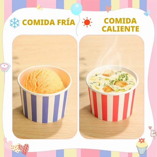 Vista 3 de Zeyune 500 tazas de helado de 4 onzas desechables a granel para helado, tazas de yogur y postre, cuencos de sopa desechables para aperitivos
