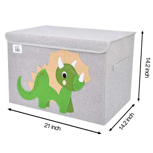 Vista 4 de Cofre plegable grande de juguetes para niños con tapa abatible, organizador de almacenamiento de juguetes de animales de tela plegable, contenedor