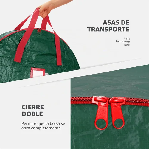 Vista 5 de ZOBER - Contenedor de almacenamiento para coronas de Navidad de 30 pulgadas - Bolsa para coronas de Navidad con doble cierre y asas duraderas - Verde